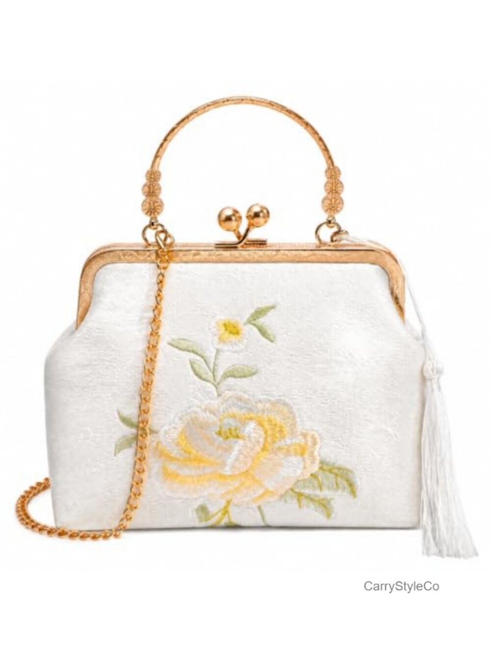 Chinese Embroidered Clutch Evening Bag Floral Crossbody Purse